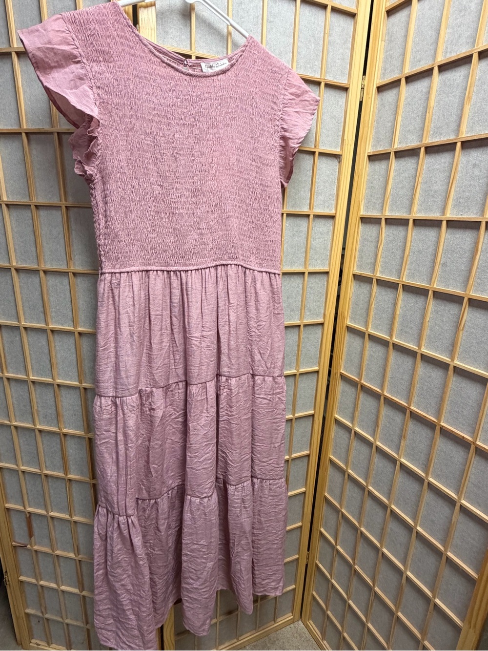 Women's Pink Tiered Smocked Midi Dress
